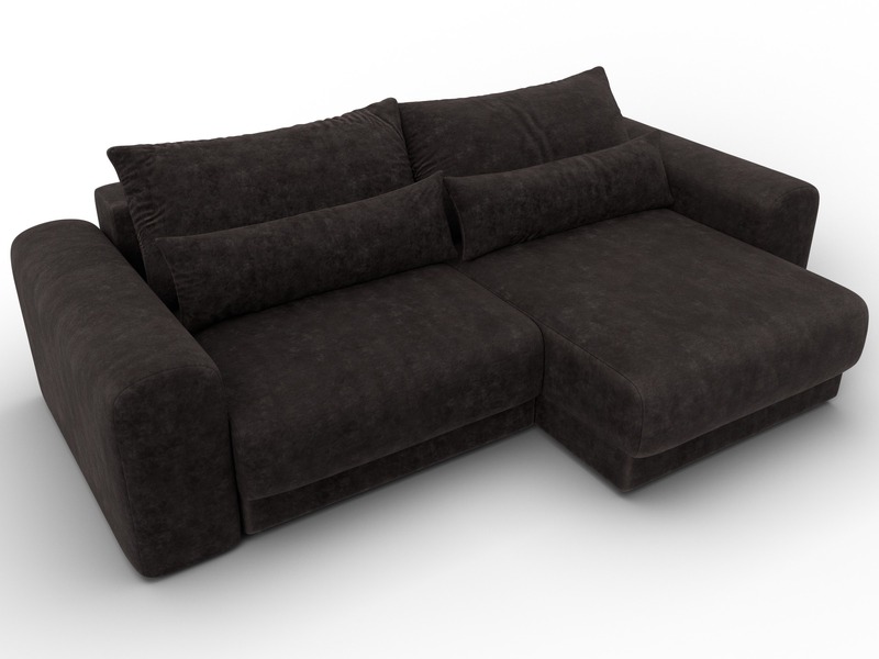 Диван угловой Лига-056 НПБ угол универсальный, Велюр, BRUT 17 коричневый