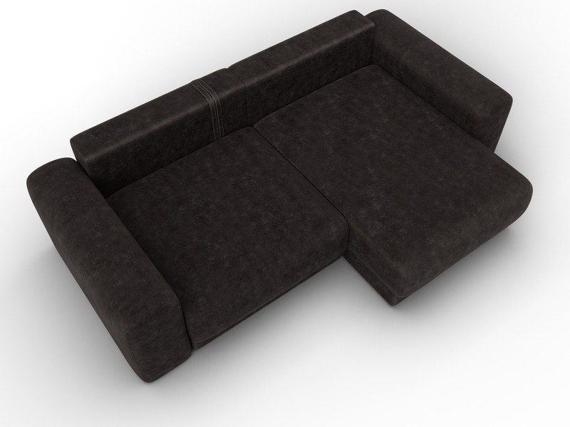 Диван угловой Лига-056 НПБ угол универсальный, Велюр, BRUT 17 коричневый