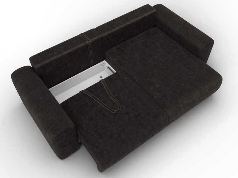 Диван угловой Лига-056 НПБ угол универсальный, Велюр, BRUT 17 коричневый