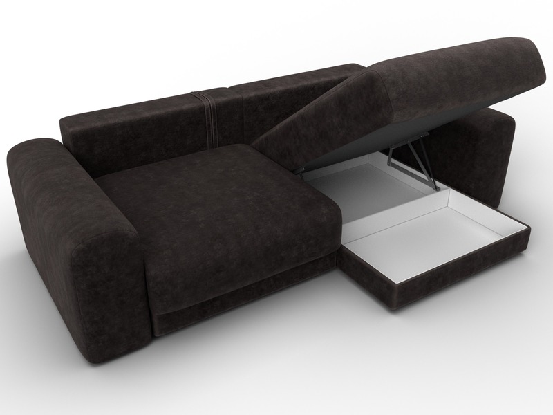 Диван угловой Лига-056 НПБ угол универсальный, Велюр, BRUT 17 коричневый