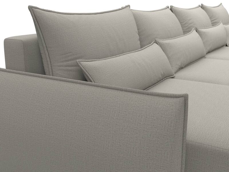 Диван П-образный Лига-051 НПБ Лонг, Рогожка, Амур 02 бежевый