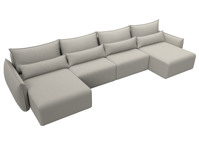 Диван П-образный Лига-051 НПБ Лонг, Рогожка, Амур 02 бежевый