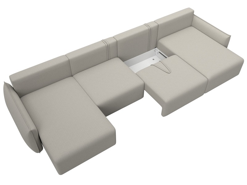 Диван П-образный Лига-051 НПБ Лонг, Рогожка, Амур 02 бежевый