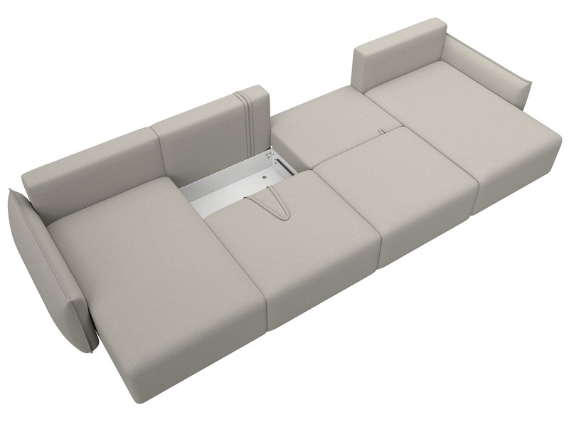 Диван П-образный Лига-051 НПБ Лонг, Рогожка, Амур 02 бежевый