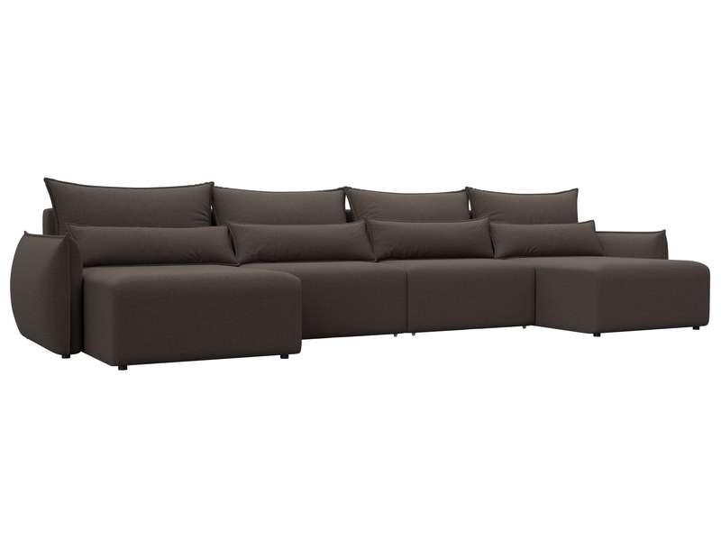 Диван П-образный Лига-051 НПБ Лонг, Рогожка, Амур 05 коричневый