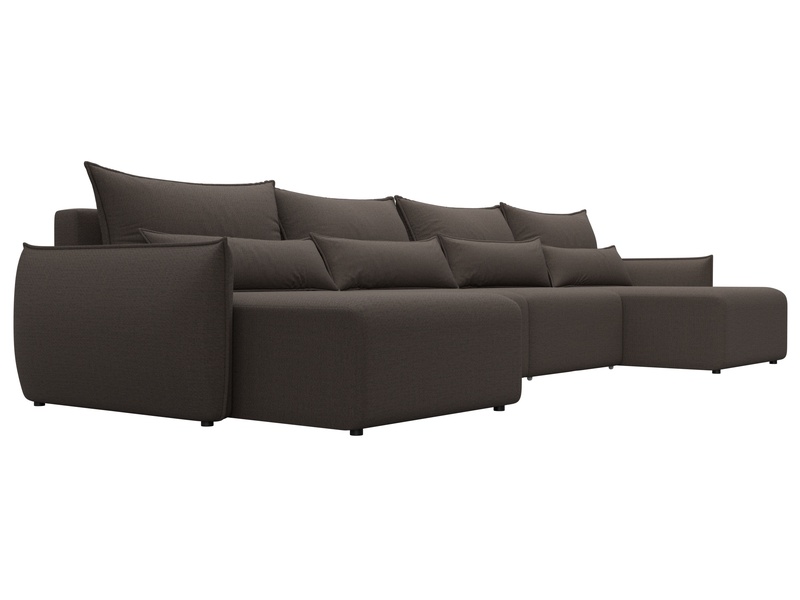 Диван П-образный Лига-051 НПБ Лонг, Рогожка, Амур 05 коричневый