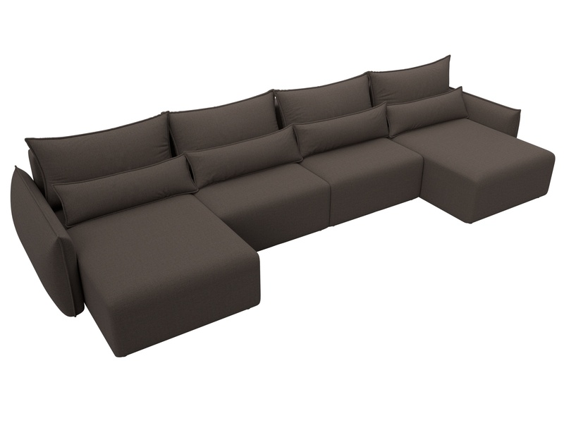 Диван П-образный Лига-051 НПБ Лонг, Рогожка, Амур 05 коричневый