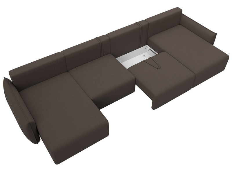 Диван П-образный Лига-051 НПБ Лонг, Рогожка, Амур 05 коричневый