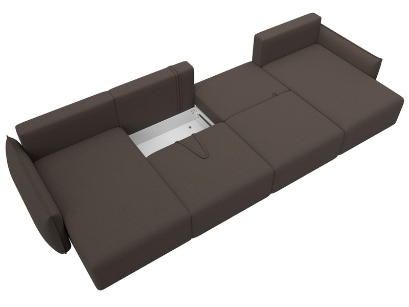 Диван П-образный Лига-051 НПБ Лонг, Рогожка, Амур 05 коричневый