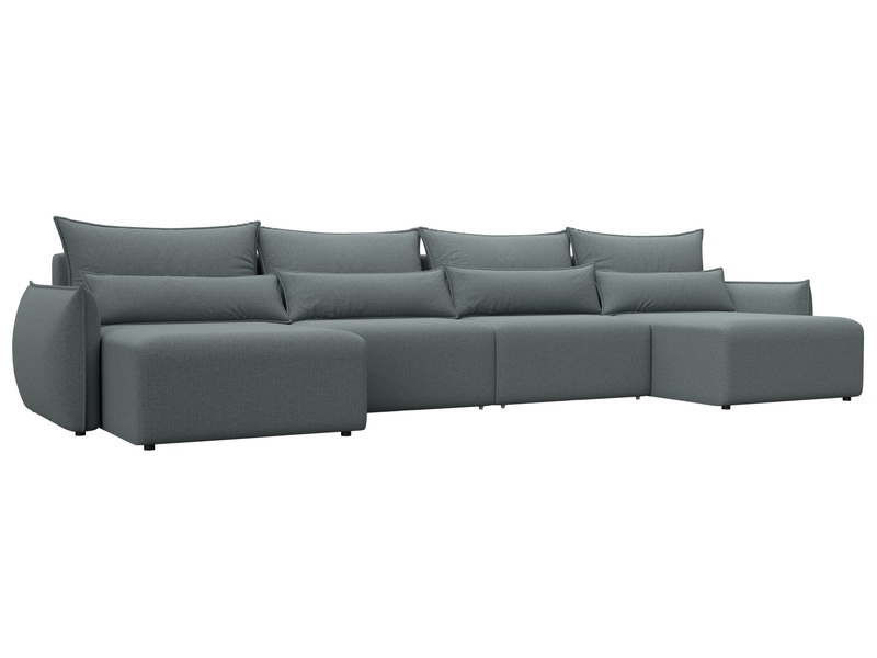 Диван П-образный Лига-051 НПБ Лонг, Рогожка, Амур 07 серый