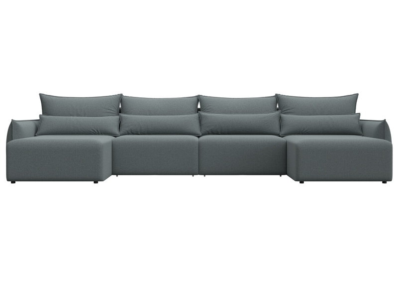 Диван П-образный Лига-051 НПБ Лонг, Рогожка, Амур 07 серый