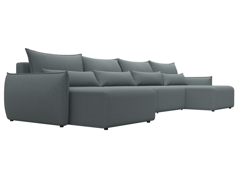 Диван П-образный Лига-051 НПБ Лонг, Рогожка, Амур 07 серый