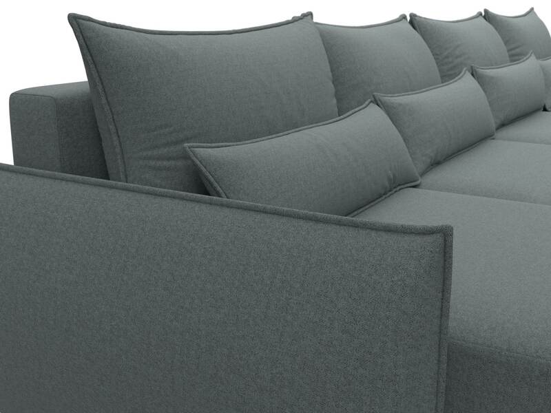 Диван П-образный Лига-051 НПБ Лонг, Рогожка, Амур 07 серый