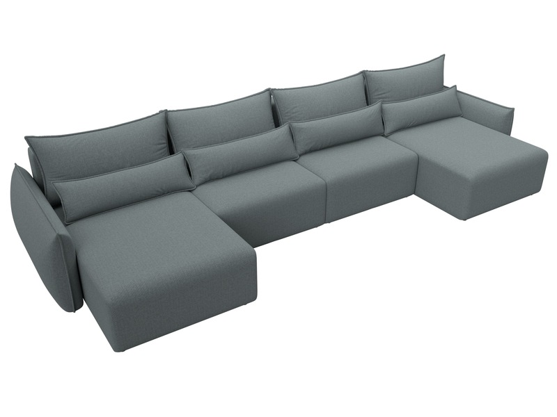 Диван П-образный Лига-051 НПБ Лонг, Рогожка, Амур 07 серый