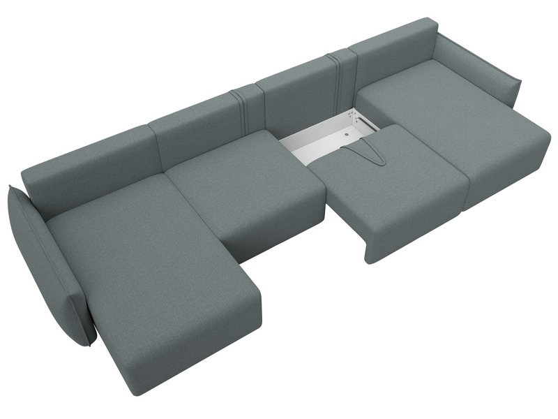Диван П-образный Лига-051 НПБ Лонг, Рогожка, Амур 07 серый