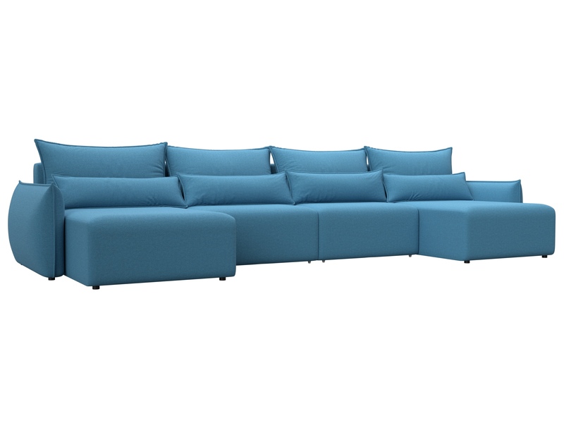 Диван П-образный Лига-051 НПБ Лонг, Рогожка, Амур 10 голубой