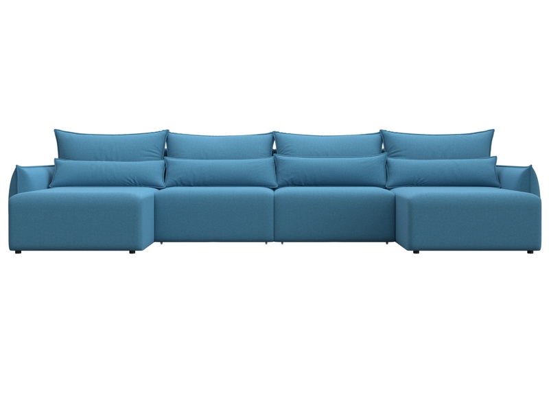 Диван П-образный Лига-051 НПБ Лонг, Рогожка, Амур 10 голубой