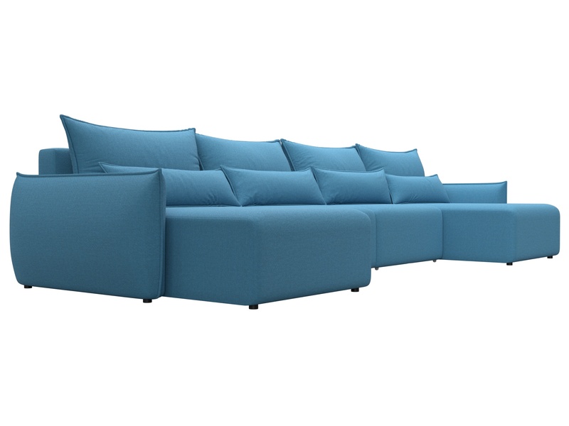 Диван П-образный Лига-051 НПБ Лонг, Рогожка, Амур 10 голубой