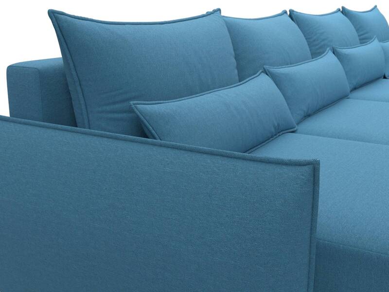 Диван П-образный Лига-051 НПБ Лонг, Рогожка, Амур 10 голубой