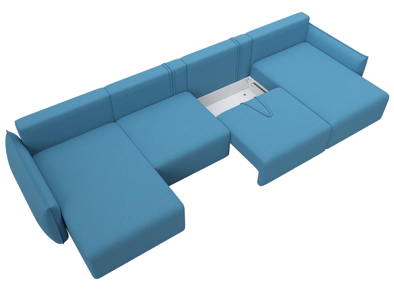 Диван П-образный Лига-051 НПБ Лонг, Рогожка, Амур 10 голубой