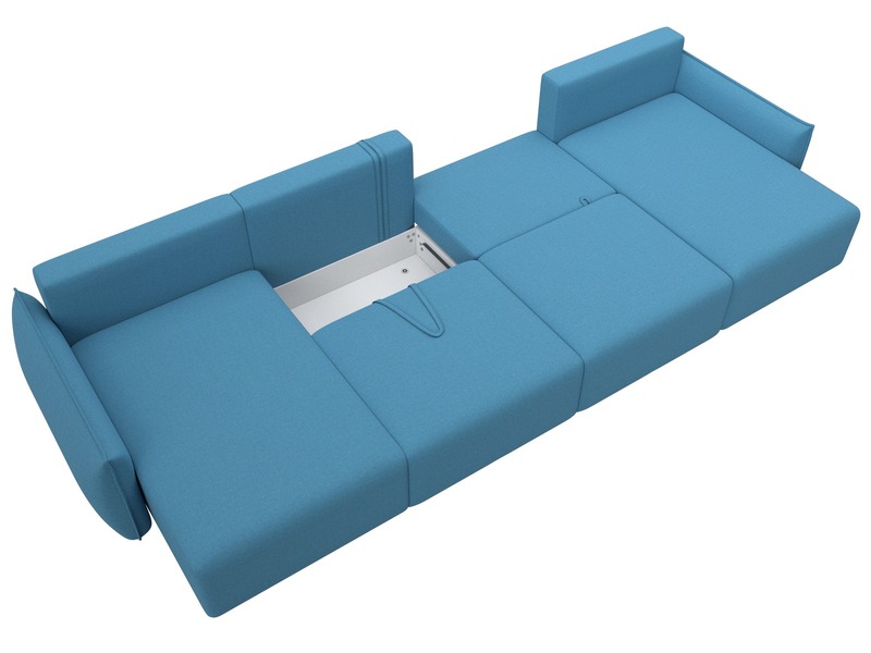 Диван П-образный Лига-051 НПБ Лонг, Рогожка, Амур 10 голубой