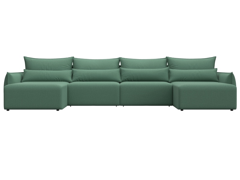 Диван П-образный Лига-051 НПБ Лонг, Рогожка, Амур 11 зеленый