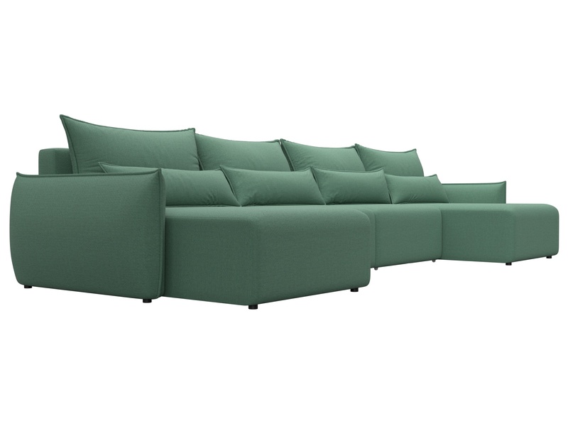 Диван П-образный Лига-051 НПБ Лонг, Рогожка, Амур 11 зеленый