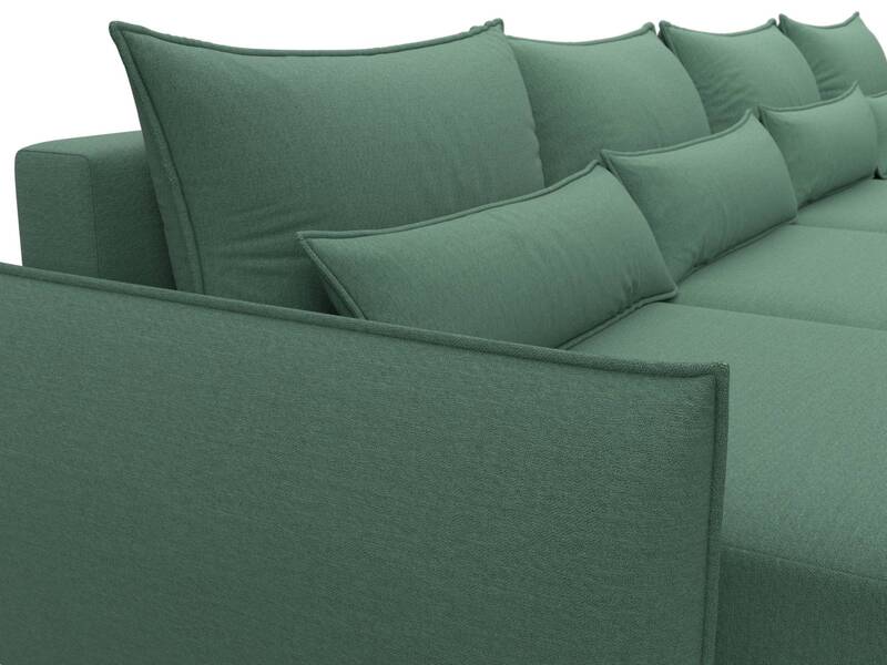 Диван П-образный Лига-051 НПБ Лонг, Рогожка, Амур 11 зеленый