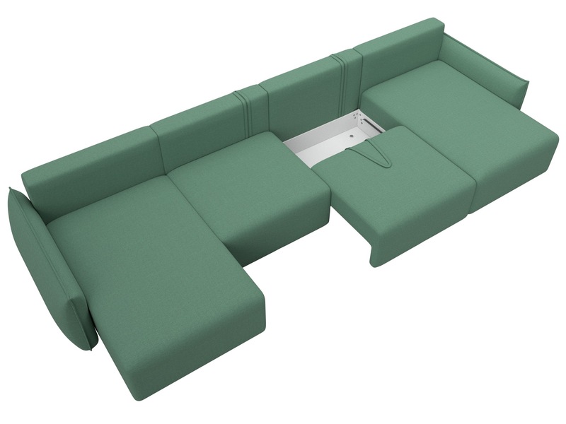 Диван П-образный Лига-051 НПБ Лонг, Рогожка, Амур 11 зеленый