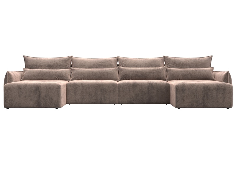 Диван П-образный Лига-051 НПБ Лонг, Велюр, TOWER 05 бежевый