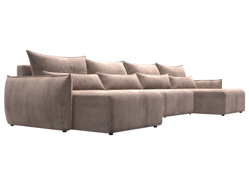 Диван П-образный Лига-051 НПБ Лонг, Велюр, TOWER 05 бежевый