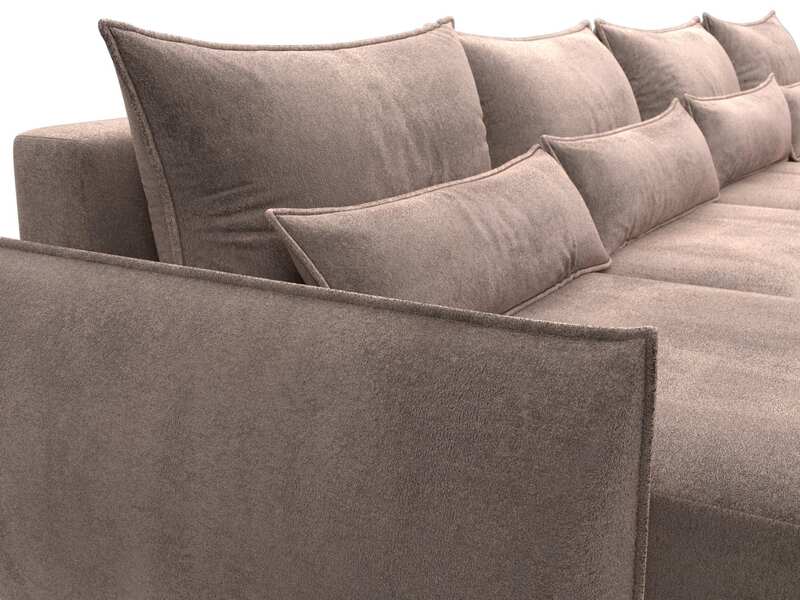 Диван П-образный Лига-051 НПБ Лонг, Велюр, TOWER 05 бежевый