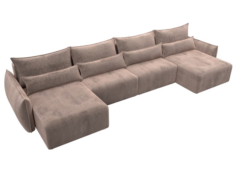 Диван П-образный Лига-051 НПБ Лонг, Велюр, TOWER 05 бежевый