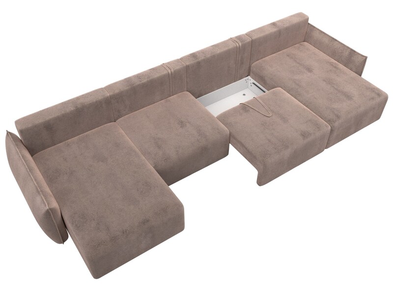 Диван П-образный Лига-051 НПБ Лонг, Велюр, TOWER 05 бежевый