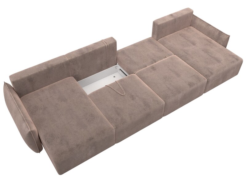 Диван П-образный Лига-051 НПБ Лонг, Велюр, TOWER 05 бежевый