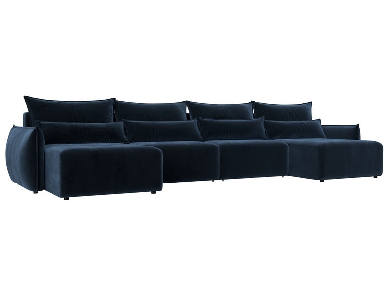 Диван П-образный Лига-051 НПБ Лонг, Велюр, TOWER 13 синий