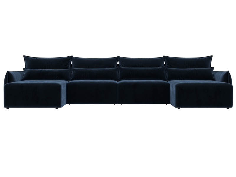 Диван П-образный Лига-051 НПБ Лонг, Велюр, TOWER 13 синий