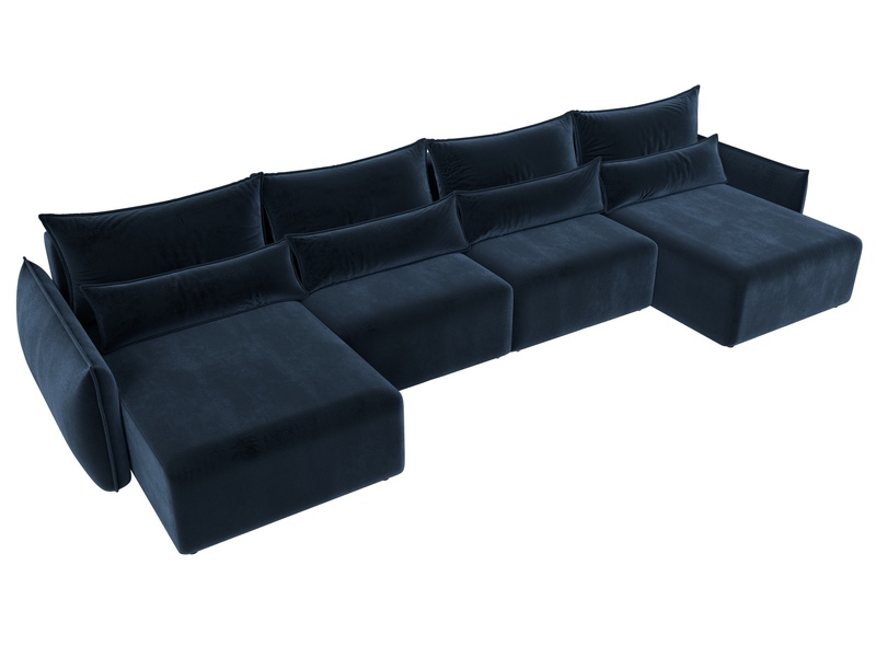 Диван П-образный Лига-051 НПБ Лонг, Велюр, TOWER 13 синий