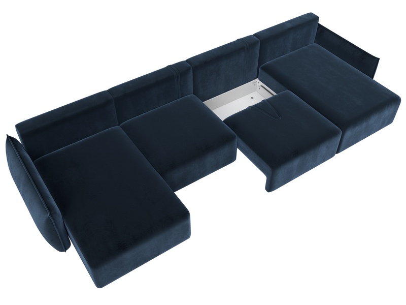 Диван П-образный Лига-051 НПБ Лонг, Велюр, TOWER 13 синий