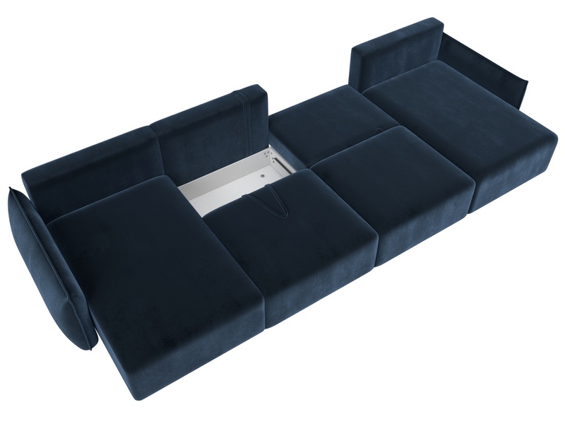 Диван П-образный Лига-051 НПБ Лонг, Велюр, TOWER 13 синий