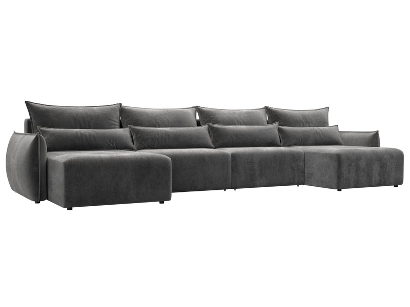 Диван П-образный Лига-051 НПБ Лонг, Велюр, TOWER 10 серый