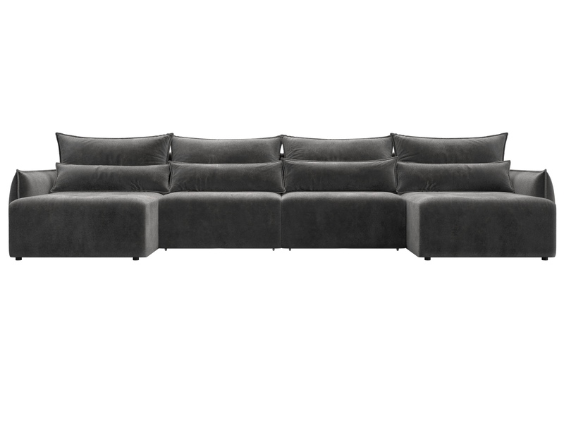 Диван П-образный Лига-051 НПБ Лонг, Велюр, TOWER 10 серый