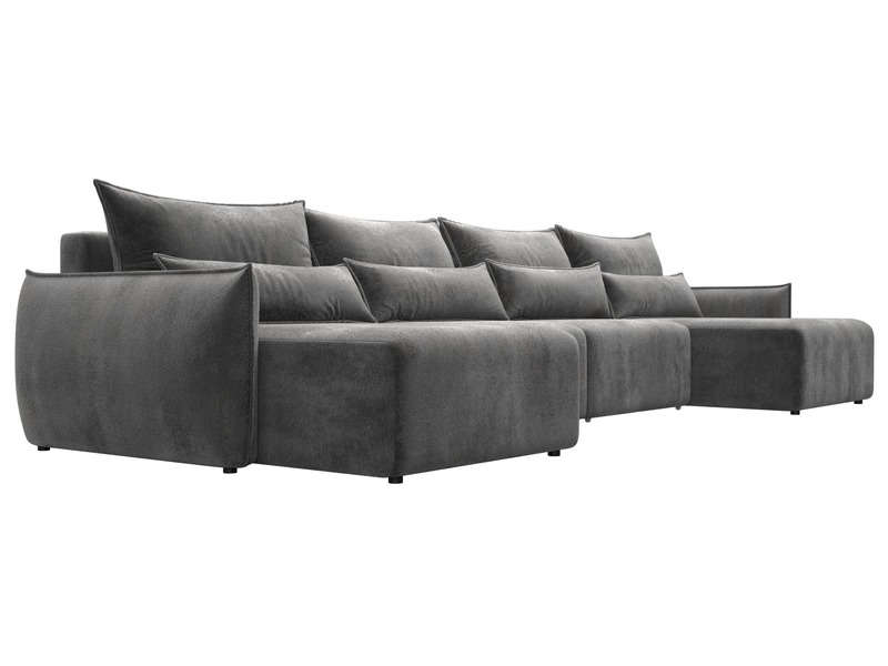 Диван П-образный Лига-051 НПБ Лонг, Велюр, TOWER 10 серый