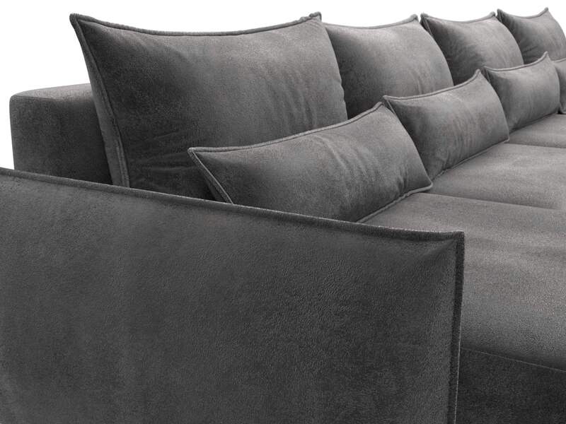 Диван П-образный Лига-051 НПБ Лонг, Велюр, TOWER 10 серый