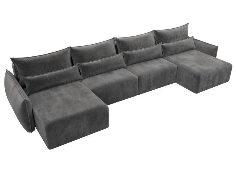 Диван П-образный Лига-051 НПБ Лонг, Велюр, TOWER 10 серый