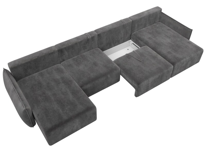 Диван П-образный Лига-051 НПБ Лонг, Велюр, TOWER 10 серый