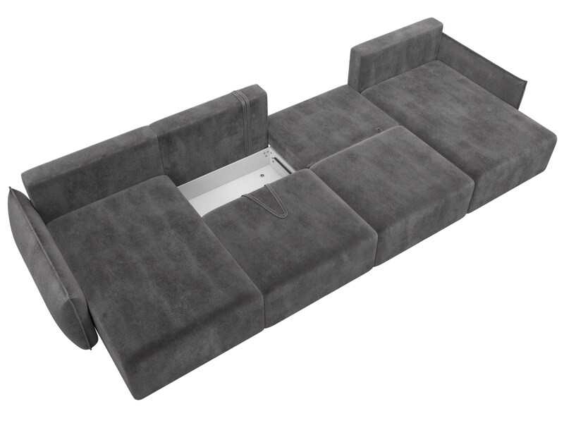 Диван П-образный Лига-051 НПБ Лонг, Велюр, TOWER 10 серый