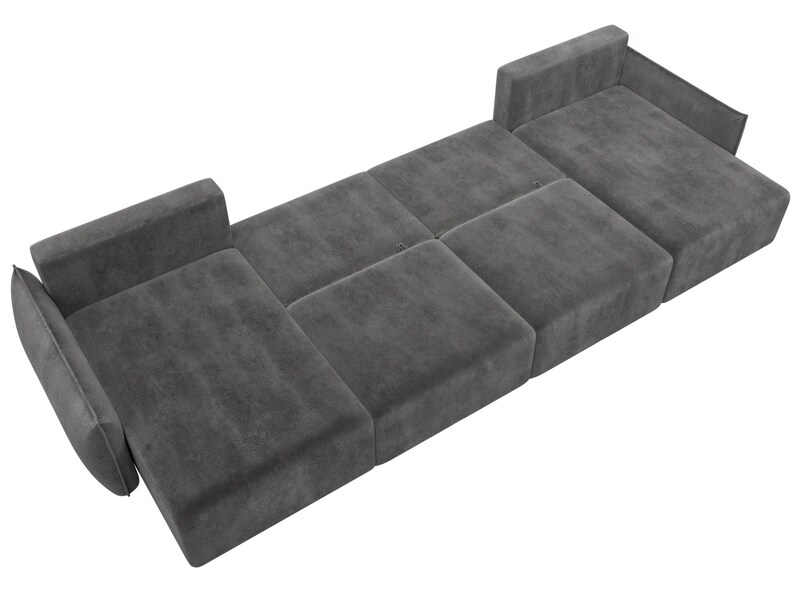 Диван П-образный Лига-051 НПБ Лонг, Велюр, TOWER 10 серый