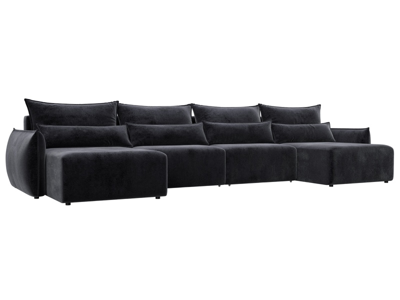 Диван П-образный Лига-051 НПБ Лонг, Велюр, TOWER 11 темно-серый