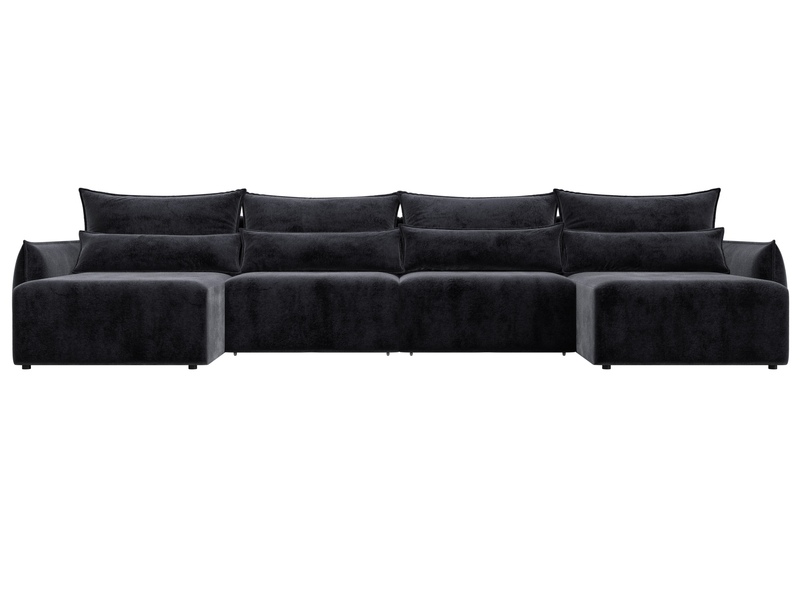 Диван П-образный Лига-051 НПБ Лонг, Велюр, TOWER 11 темно-серый